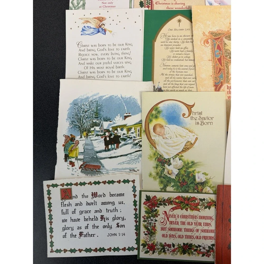 Vintage Christmas Cards Fronts ONLY Bible  Verses More Scrapbooking Crafts 50+